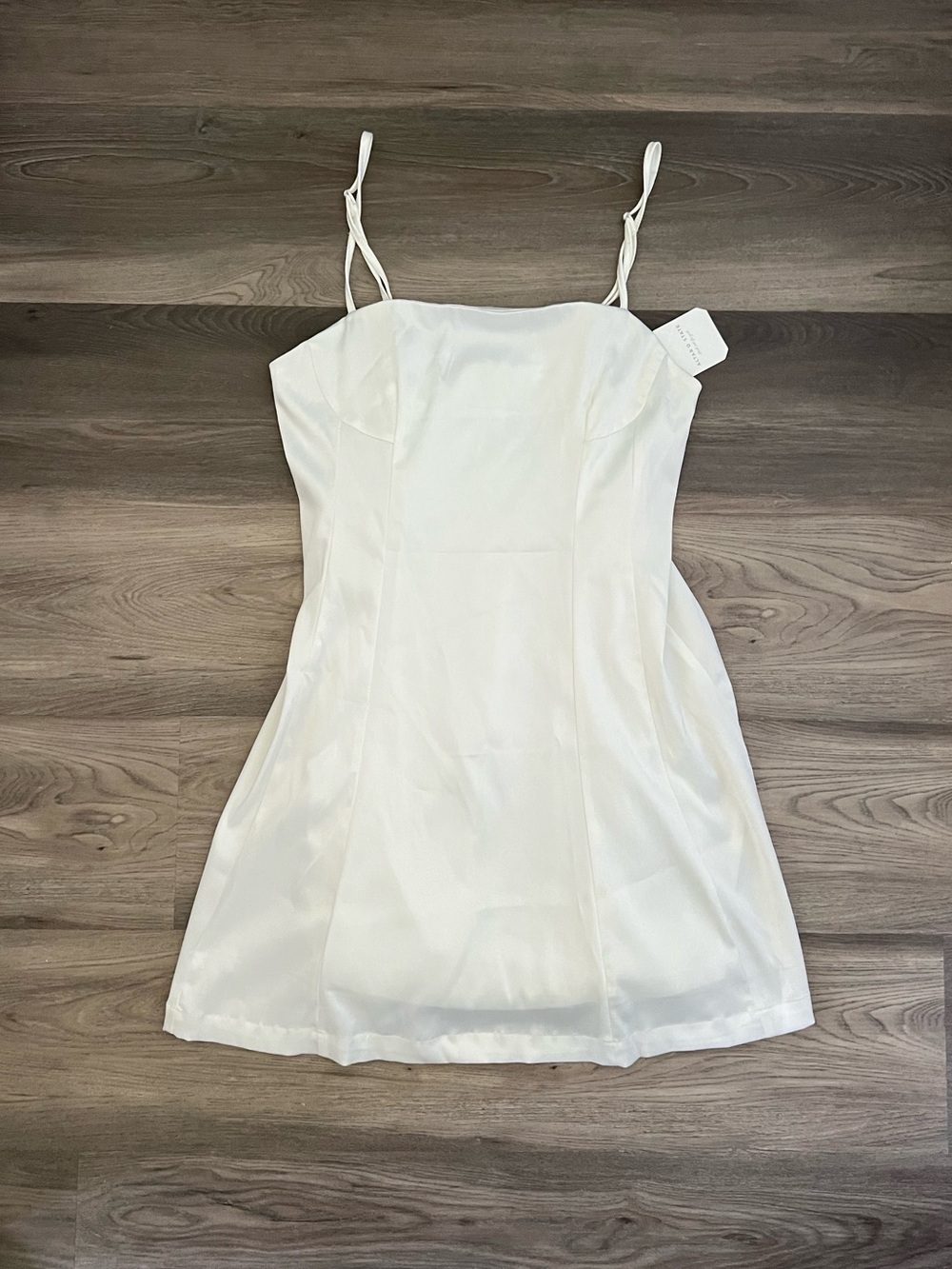 Altar'd State Ivory Satin Mini Dress with Spaghetti Straps - Picture 5 of 5